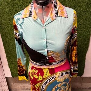 Colorful Patterned Long Sleeve Dress